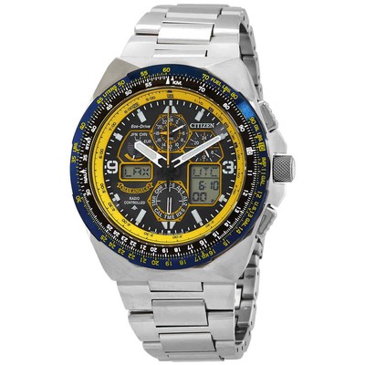 Pre-owned Citizen Promaster Skyhawk A-t Chronograph Gmt Eco-drive Blue Dial Men's Watch