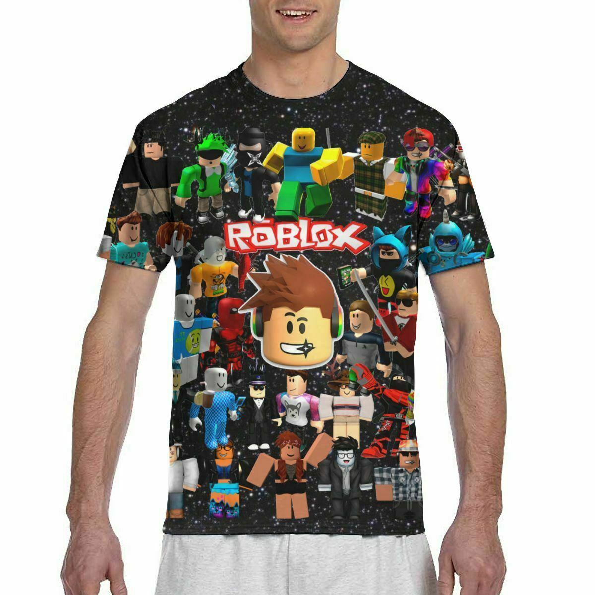 Roblox Game Galaxy Space Characters Print Men T Shirt Summer Short Sleeve Tops Ebay - sanna roblox character