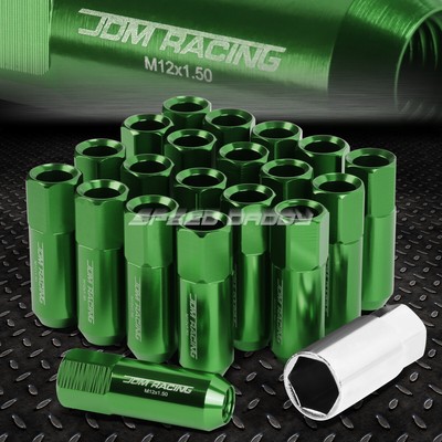 ДЛЯ CORVETTE MALIBU IMPALA GREEN 20X60 ММ АНОДИРОВАННАЯ КОЛЕСНАЯ ГАЙКА С ОБОДОМ + ПЕРЕХОДНОЙ КЛЮЧ