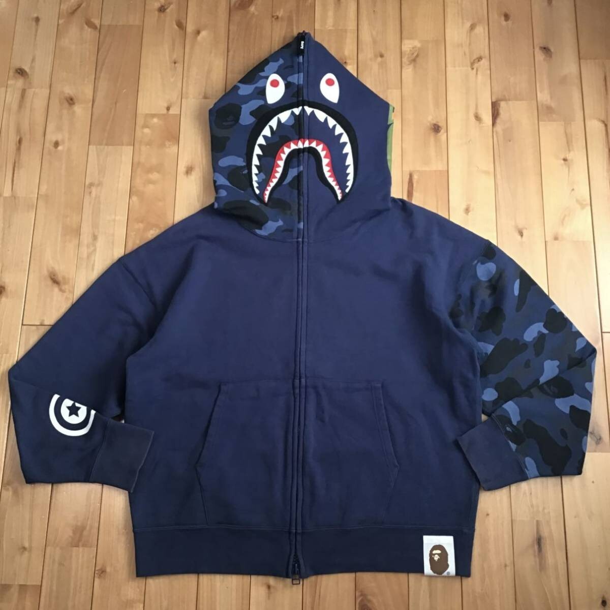 BAPE Giant shark full zip hoodie Blue camo A Bathing Ape