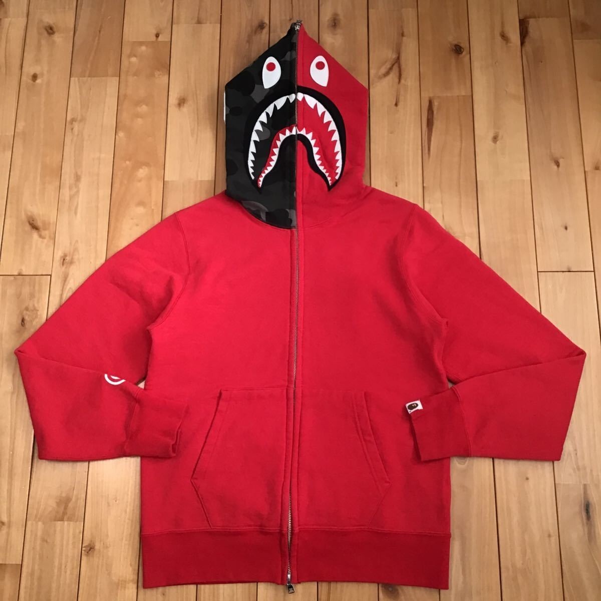 BAPE Shark full zip hoodie black camo x red A Bathing Ape
