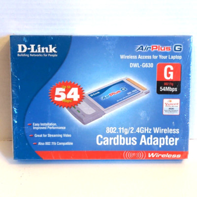 New D-Link AirPlusG DWL-G630 802.11g 2.4GHz Wireless Cardbus Adapter NEW