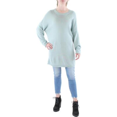 Eileen Fisher Womens Blue Organic Cotton Crewneck Tunic Sweater Top L BHFO 9822