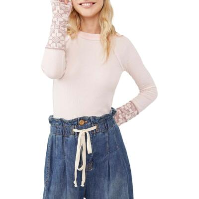 

Женская двусторонняя розовая футболка с манжетами Free People, топ  BHFO 1411, Dreamt kiss