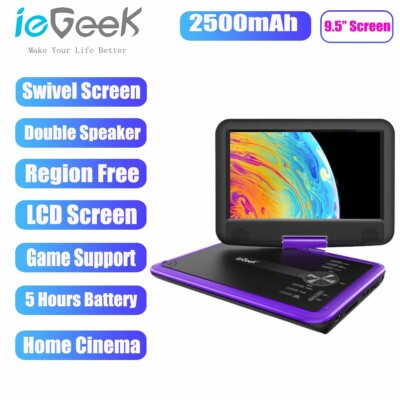 ieGeek 11.5'' Portable DVD Player,Swivel Screen,Region Free,Rechargeable Battery