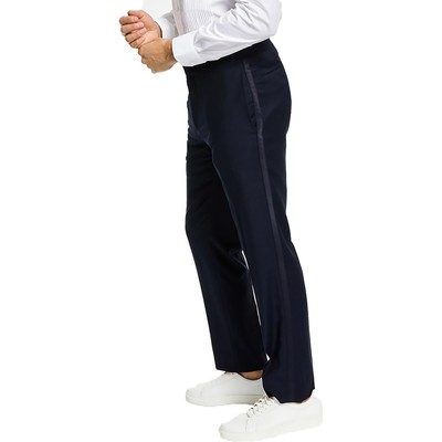 Alfani Mens Navy Diamond Grid Flat Front Tuxedo Suit Pants 32/34 BHFO 8774