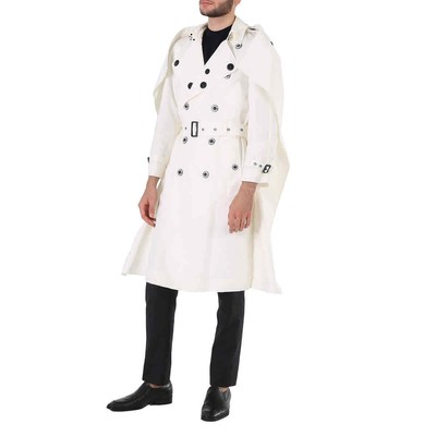 Pre-owned Burberry Technical Faille Cape Detail White Trench Coat, Brand Size 44(us Sz.34)