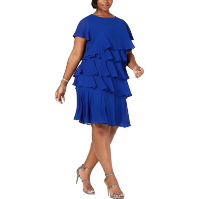 

Jessica Howard Womens Drapey Midi Formal Cocktail and Party Dress Plus BHFO 7292, Royal