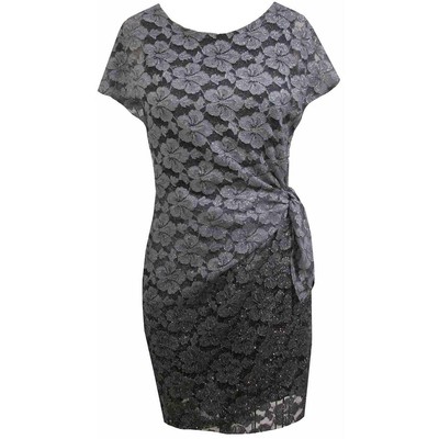 

Женское серое кружевное коктейльное и праздничное платье Signature By Robbie Bee  BHFO 6042, Grey
