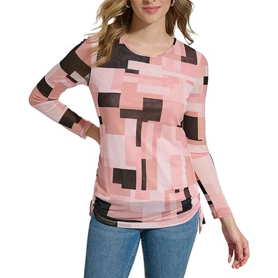 Женский сетчатый пуловер с длинным рукавом и принтом Calvin Klein, верхняя рубашка BHFO 5897