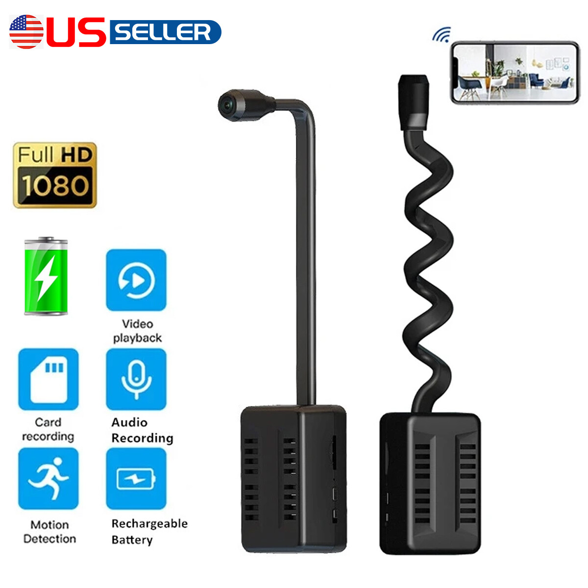 HD 4k Mini WIFI Hidden Nanny Spy DIY Camera Pinhole DVR Wireless Motion Sensor