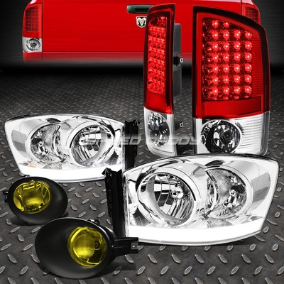 ХРОМИРОВАННЫЙ КОРПУС ПРОЗРАЧНОЙ ФАРЫ + DRL + КРАСНЫЙ СВЕТОДИОДНЫЙ ЗАДНИЙ ФОНАРЬ + ПРОТИВОТУМАННАЯ ФАРА ДЛЯ 07-09 RAM