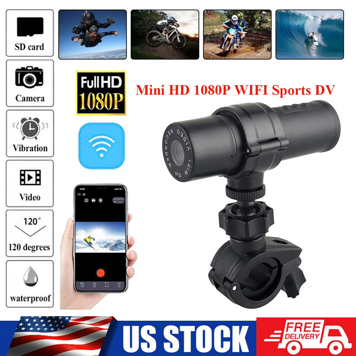 Mini HD 1080P Wifi Sports Camera DVR Motor Bike Motor Cycle 