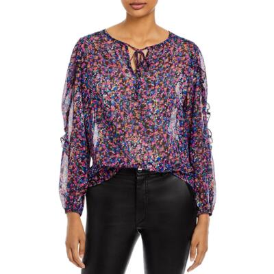 

Chenault Женская прозрачная блузка с завязками на шее BHFO 3585, Cobalt pink