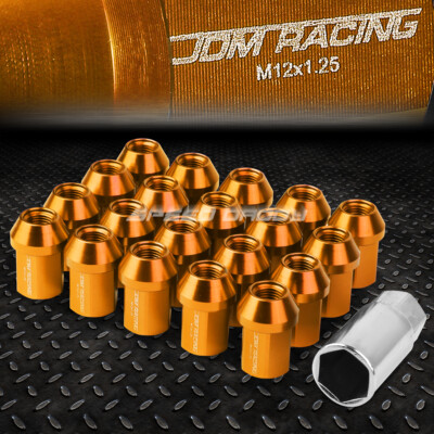 КОМПЛЕКТ ГАЕК С ЗАКРУГЛЕННЫМИ КОНЦАМИ JDM ИЗ АЛЮМИНИЯ ОРАНЖЕВОГО ЦВЕТА С 20 НАКОНЕЧНИКАМИ + АДАПТЕР M12X1.25 ДИАМЕТРОМ 25 ММ / ВЫСОТОЙ 35 ММ