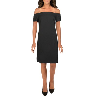 

Женское коктейльное платье из черного крепа с открытыми плечами Sam Edelman  BHFO 3146, Черный