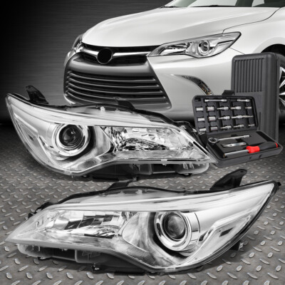 ДЛЯ TOYOTA CAMRY 15-17 ХРОМИРОВАННЫЙ КОРПУС, ПРОЗРАЧНАЯ УГЛОВАЯ ФАРА ПРОЕКТОРА + НАБОР ИНСТРУМЕНТОВ