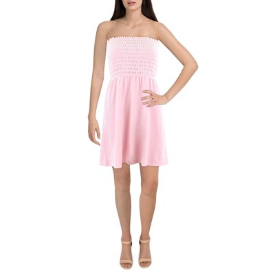 

Juicy Couture Женское розовое велюровое мини-платье без бретелек с монограммой  BHFO 4495, Whisper pink