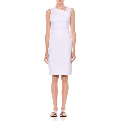 

Женское белое льняное асимметричное платье-футляр Halston Heritage  BHFO 4255, Chalk