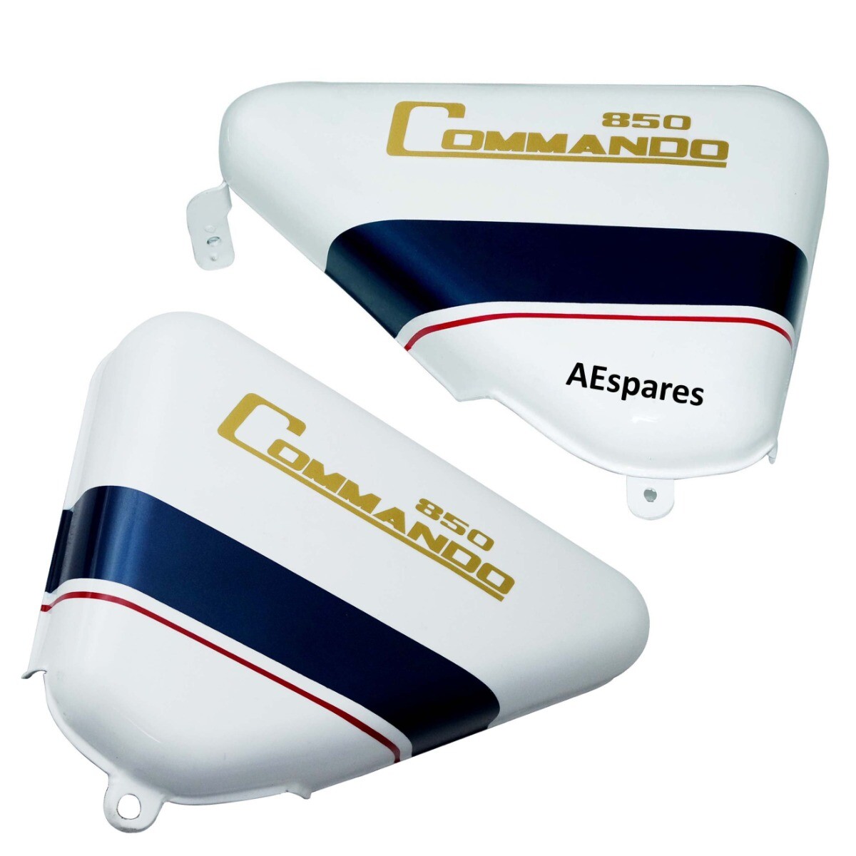 For Norton Commando Roadster 850 White Side Panel Blue & Red Stripe 