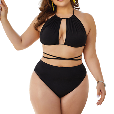 Women Sexy Plus Size Bikini Set High Waist Halter Bathing Suit Tankini Swimwear