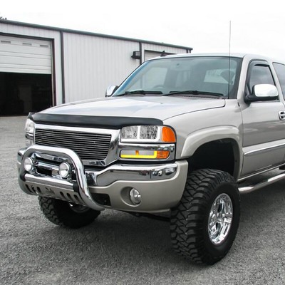 For 99-07 GMC Sierra 1500 2500HD 3500HD Classic LED DRL Headlights Chrome/Amber