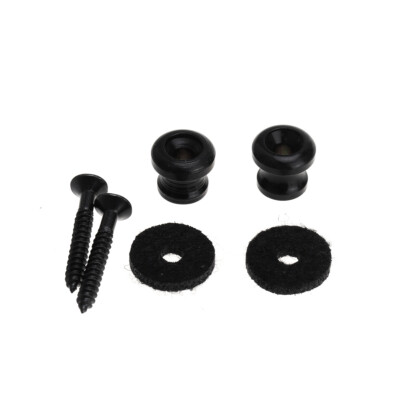 Musiclily Pro 2Pcs Black Metal Strap Buttons For Ukulele Small Size Guitar Bass