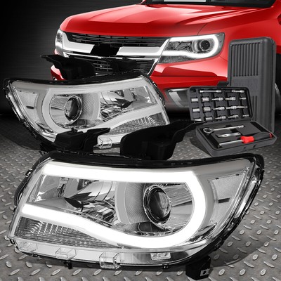 ДЛЯ 15-23 CHEVY COLORADO 3D LED DRL ХРОМИРОВАННЫЕ/ПРОЗРАЧНЫЕ ПРОЕКТОРНЫЕ ФАРЫ + НАБОР ИНСТРУМЕНТОВ