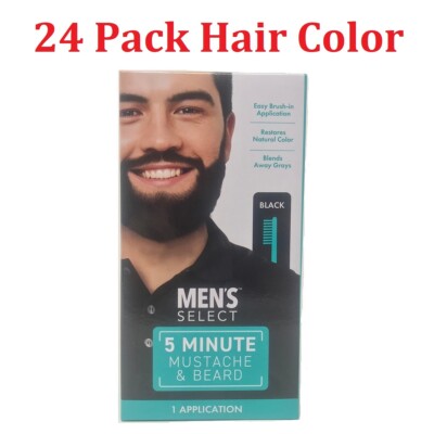 24pck Men's Select Mustache and Beard Hair Color Dye Black & Dark Brown 5 minute