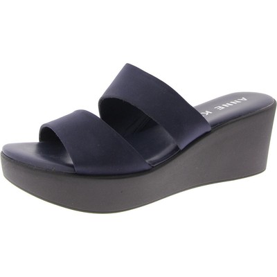 Anne Klein Womens Navy Slip In Open Toe Slide Sandals 11 Medium (B,M) BHFO 7338