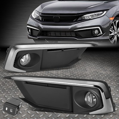 ДЛЯ 19-20 HONDA CIVIC COUPE СЕДАН ПРОТИВОТУМАННЫЕ ФАРЫ С ПРОЗРАЧНЫМИ ЛИНЗАМИ ДЛЯ ВОЖДЕНИЯ с ОБОДКОМ + ПЕРЕКЛЮЧАТЕЛЬ