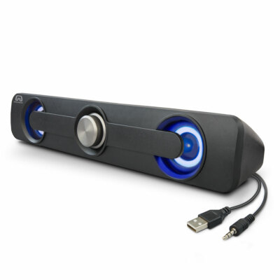 PC Desktop Compact USB Powered Mini Stereo Sound Bar - 3.5mm Audio Connector