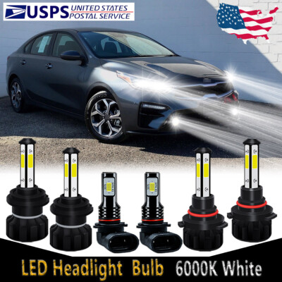 For Kia Forte 2019-2020 6X LED Headlight Bulbs High Low Beam + Fog Light Kit V5B