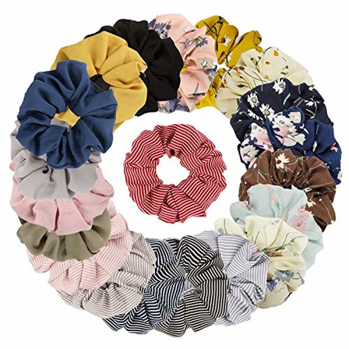 Tobatoba 20 Pack Hair Scrunchies Chiffon Hair Ties Elastic Hair