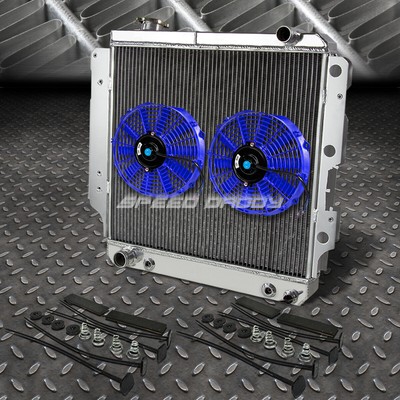 3-РЯДНЫЙ АЛЮМИНИЕВЫЙ РАДИАТОР + 2X9 ВЕНТИЛЯТОРОВ СИНЕГО ЦВЕТА ДЛЯ 87-06 JEEP WRANGLER YJ/TJ 2.4-4.2