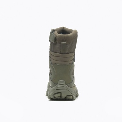 Pre-owned Merrell Work Men's 8" Moab 3 Mid Tactical Zip Waterproof Boot Dark Olive - In Green