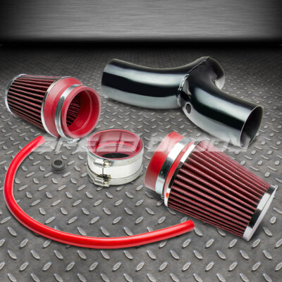 FOR 02-10 DODGE DAKOTA RAM 3.7/4.7/5.7 DUAL INTAKE INDUCTION PIPE+RED AIR FILTER