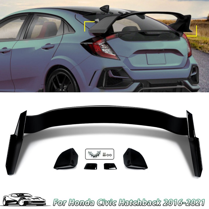 For Honda Civic Hatchback 16-21 Gloss Black Rear Trunk Wing Spoiler Type-R Look