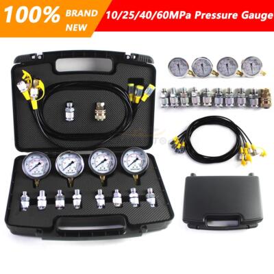 60/40/25/10MPa Hydraulic Pressure Gauge Test Kit For Komatsu/CAT/CASE/John Deere
