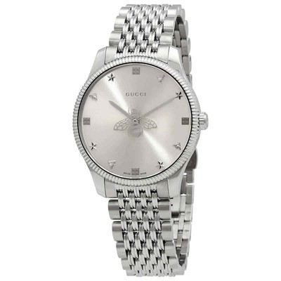 Женские часы с серебряным циферблатом Gucci G-Timeless YA1264153