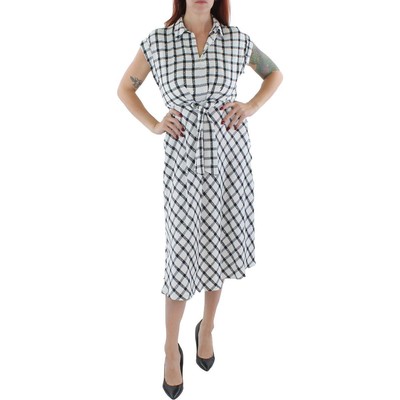 Женское облегающее платье без рукавов в клетку из ч/б крепа DKNY 16 BHFO 8779