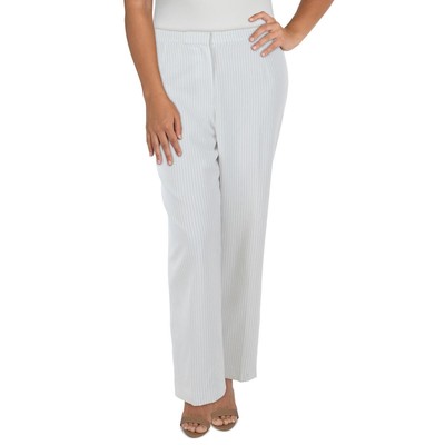 

Le Suit Женские белые тканые классические брюки в полоску плюс  BHFO 6327, White/grey, 50039209-MP
