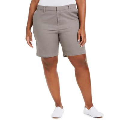 Tommy Hilfiger Womens Gray Stretch Midi Bermuda Shorts Plus 18W BHFO 7928