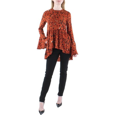 Женская коричневая блузка Patrizia Luca Baby Doll на молнии сзади с высоким подолом XS BHFO 5767
