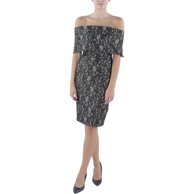 Женское черное вечернее мини-платье-футляр с коротким рукавом Vince Camuto 2 BHFO 8382