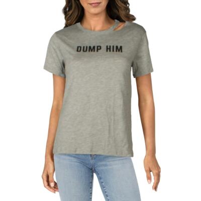 

Вязаная женская футболка Riot Dump Him Ripped с круглым вырезом, топ BHFO 6316, Heather grey