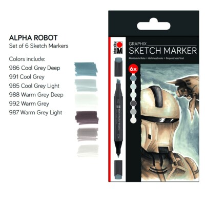 MARABU Alcohol Ink Japanese Twin Tip Markers Brush Pens Set GLASS WOOD CLAY YUPO