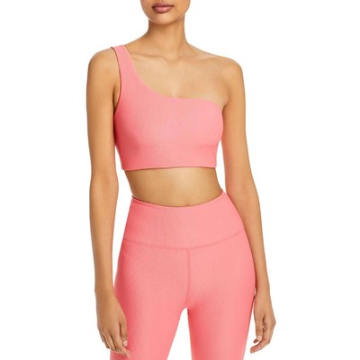 Женский асимметричный бюстгальтер для фитнеса Aqua Womens розовый в рубчик Athletic L BHFO 3085