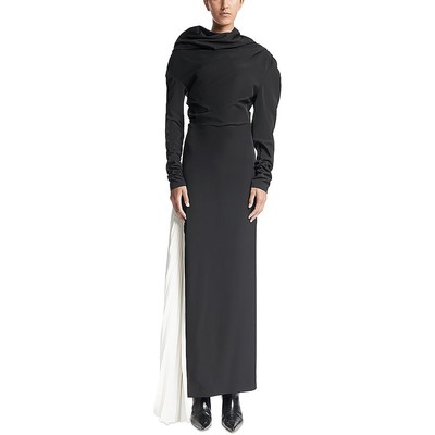 A.W.A.K.E MODE Womens Black Long Side-Slit Cowl Maxi Dress 36 BHFO 4312
