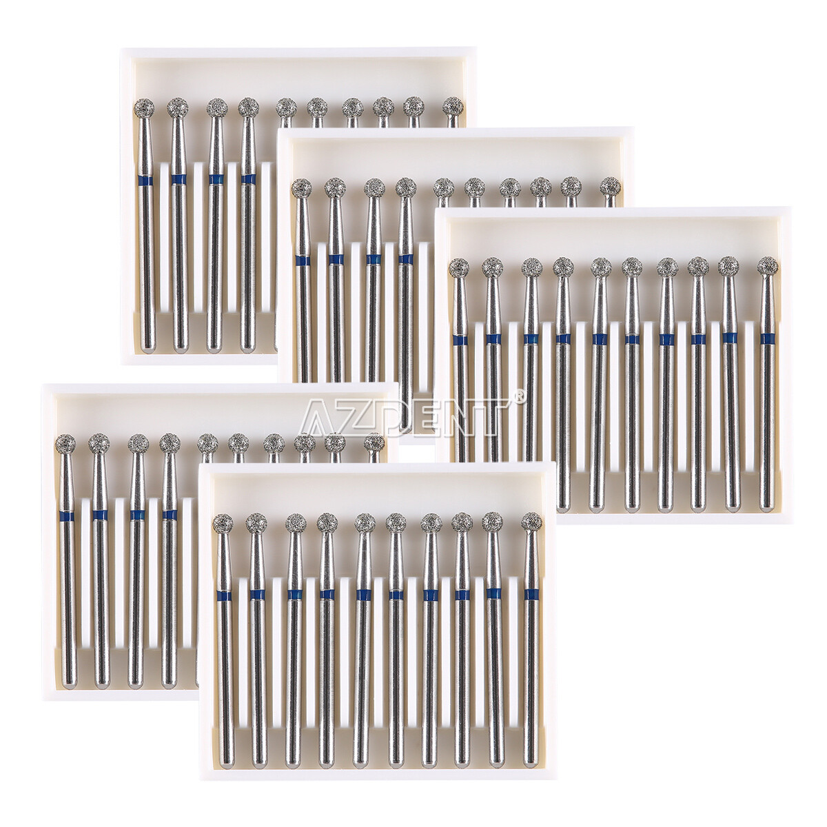 AZDENT Dental Diamond Burs Ball Round FG 1.6mm for High Speed Handpiece 25mm